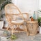 Baxton Studio Jayden Modern Bohemian White Fabric Upholstered and Natural Brown Finished Rattan Accent Chair 205-12693 - alternate 1